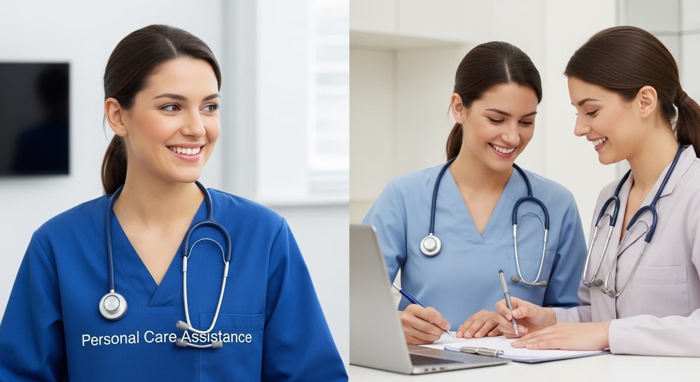 Senior man looking stressed with caregiver