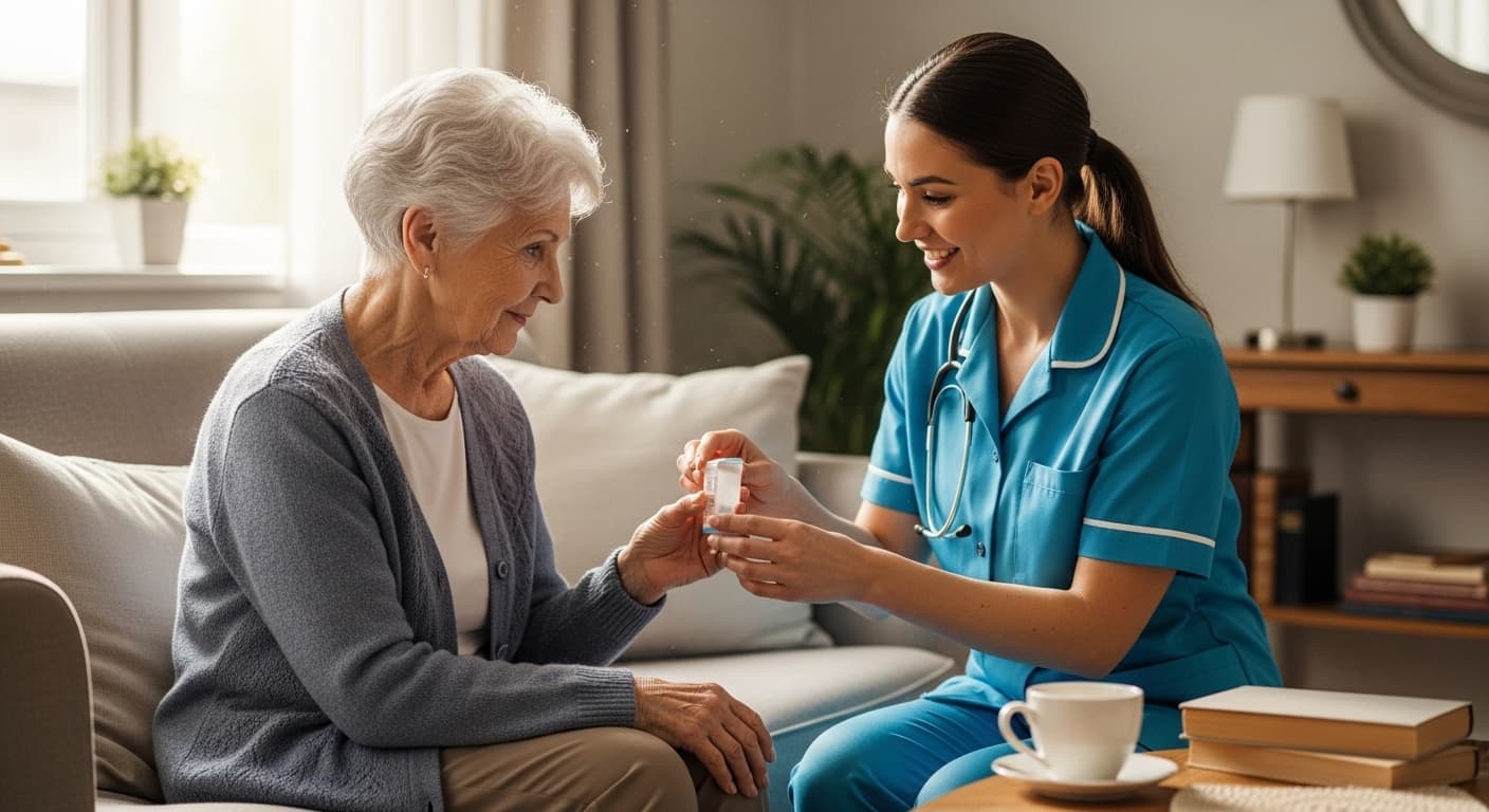 Caregiver and senior outdoors